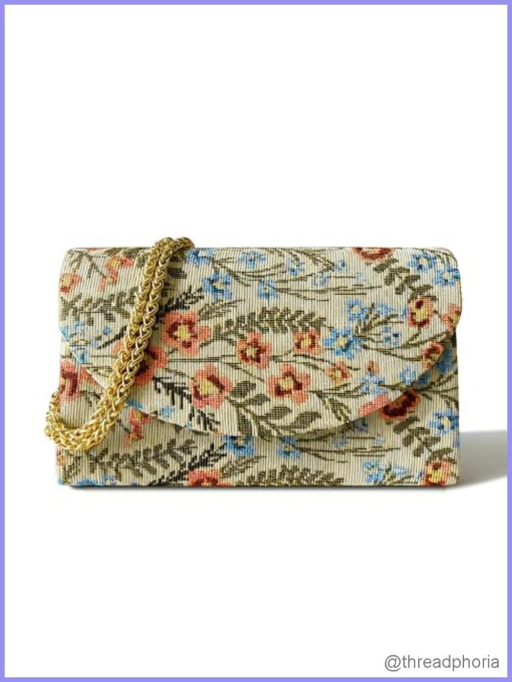 Floral Jacquard Evening Clutch with Removable Chain Crossbody